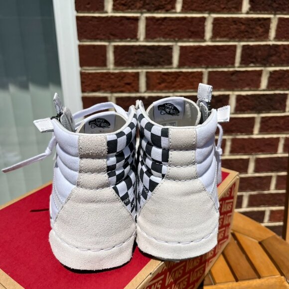 Vans Sk8-Hi Reissue Cap Checkerboard Black White Suede Canvas Sneakers Men's 8 - Picture 4 of 8